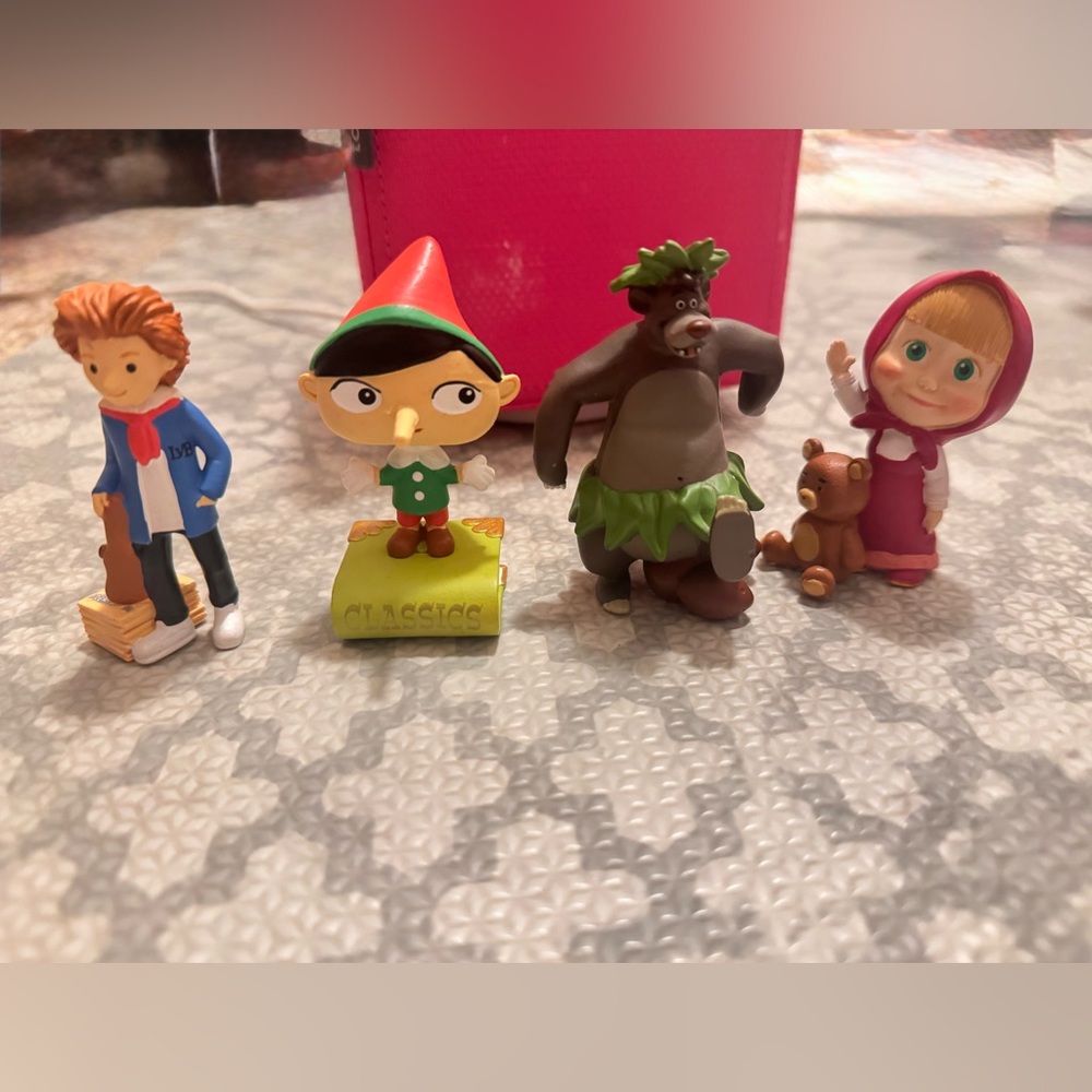 4 Tonies Audio Figurines: Pinnochio, Masha & The Bear, Jungle Book, Beethoven